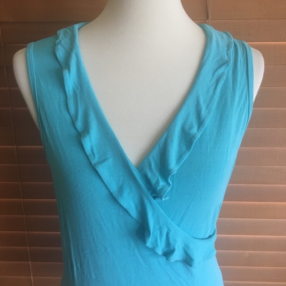 c.c. outlaw Turquoise Ruffle Faux Wrap Tank - Picture 3 of 5